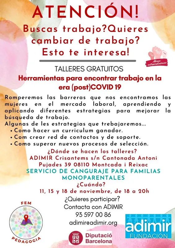 Talleres gratuitos para madres del CAID Montcada de la Fundación ADIMIR