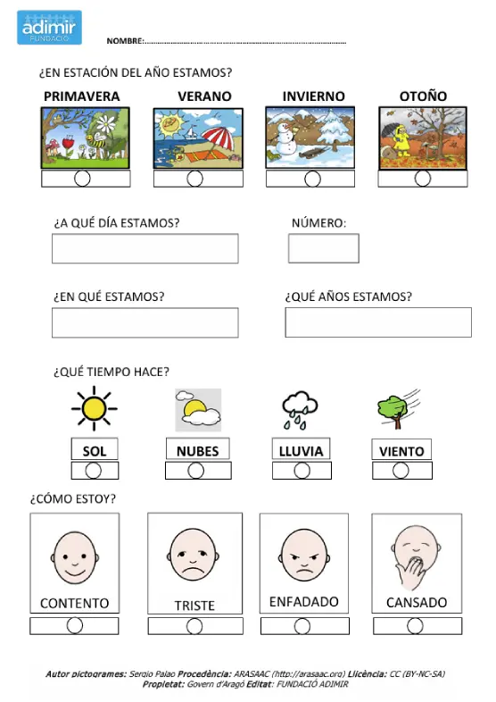 Ficha: ¿qué año, mes y día es hoy? | Adimir