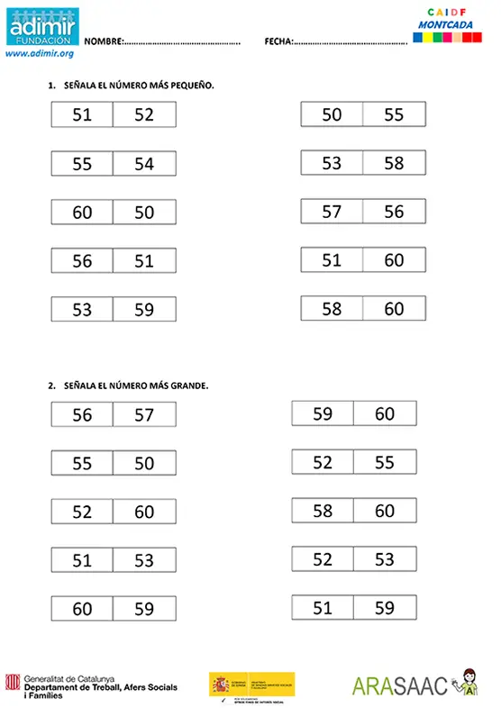 Series númericas 50 y 60