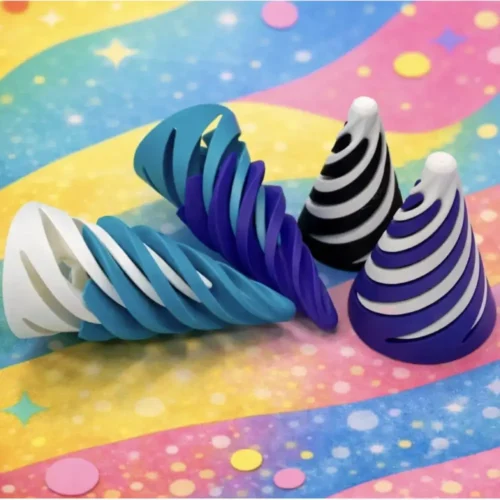 Cono espiral giratorio que estimula el tacto y la concentración.