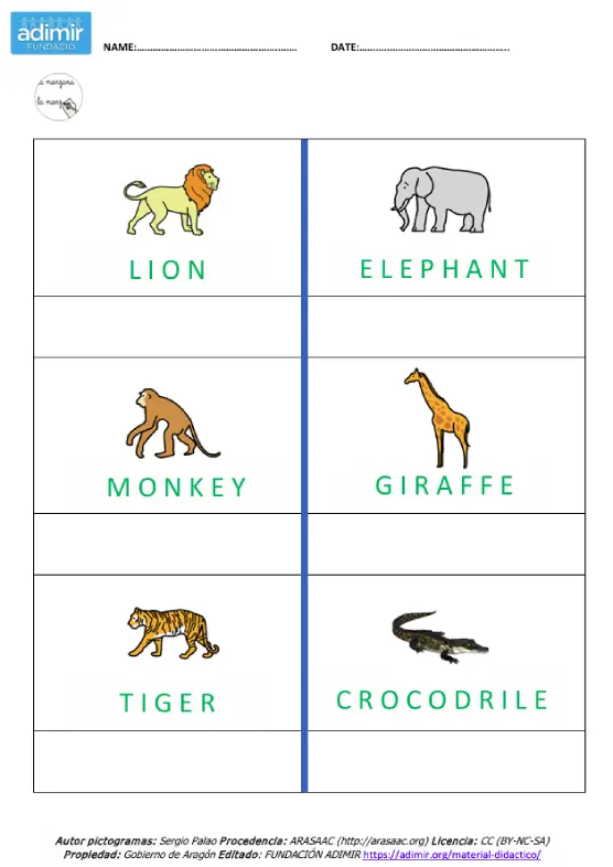 vocabulario animales salvajes